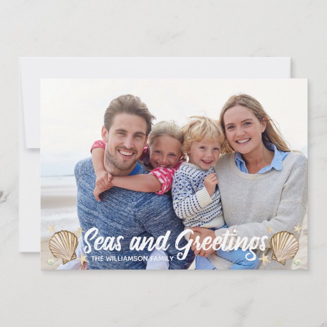 Beach Photo Holiday Seas and Greetings Christmas (Front)