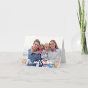 Beach Photo Holiday Seas and Greetings Christmas Card
