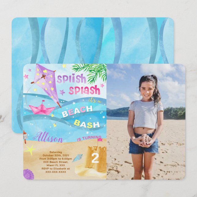 Beach Photo Invitations (Front/Back)