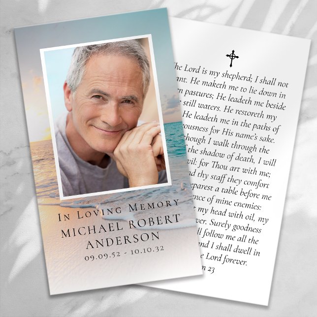 Beach Photo Memorial Prayer Card (Creator Uploaded)