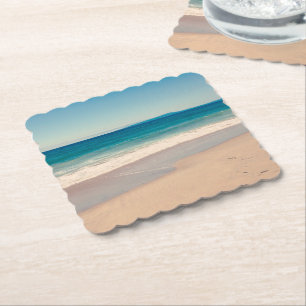 Beach Photo Ocean Blue Scenic Paper Coaster