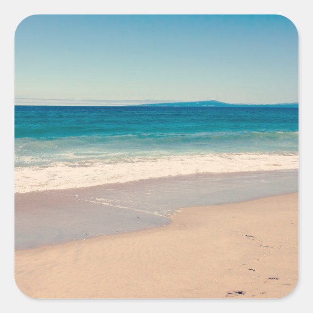Beach Photo Ocean Blue Scenic Square Sticker (Front)