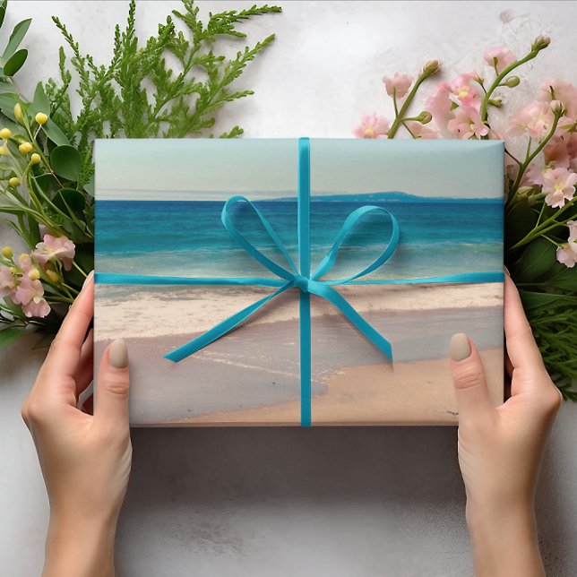 Beach Photo Ocean Blue Scenic Wrapping Paper (Beach Photo Ocean Blue Scenic Wrapping Paper)