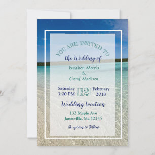 Beach Photo Ocean Clear Water Wedding Invitations