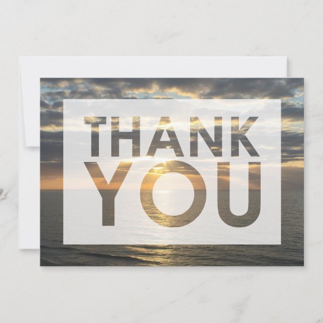Beach Photo of Ocean at Sunrise with Cutout Thank You Card (Front)