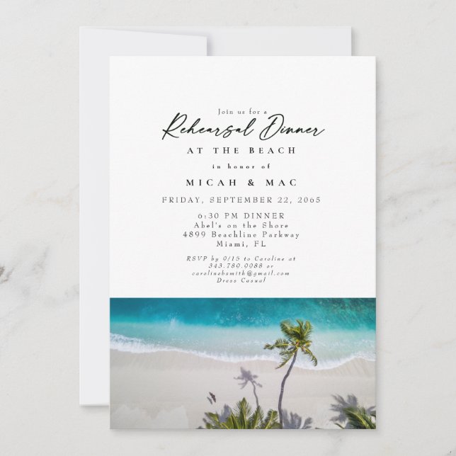 Beach Photo Rehearsal & Rehearsal Dinner Wedding Invitation (Front)