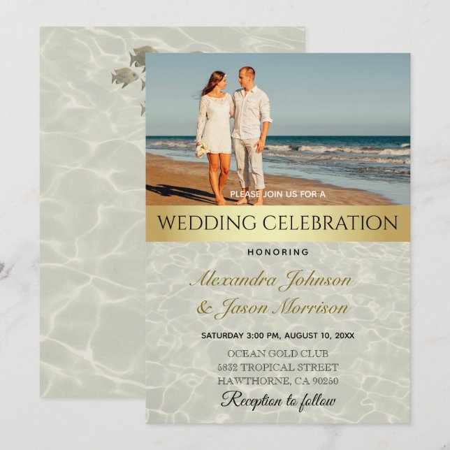 Beach Photo Wedding Invitation (Front/Back)
