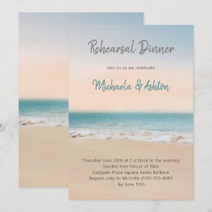 Beach Photo Wedding Rehearsal Dinner Invitation
