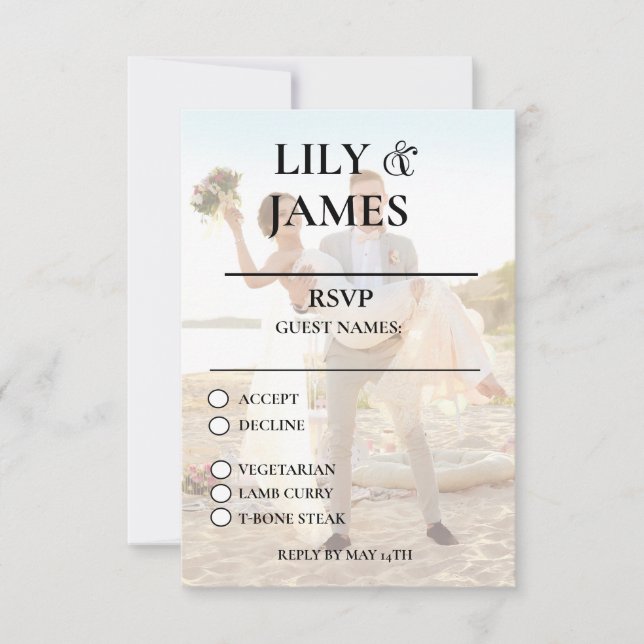Beach Photo Wedding RSVP Card (Front)