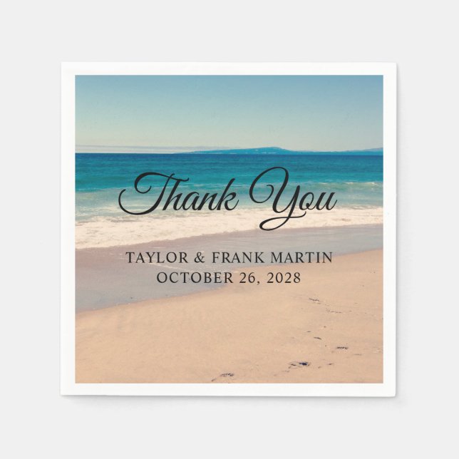 Beach Photo Wedding Thank You Napkin (Front)