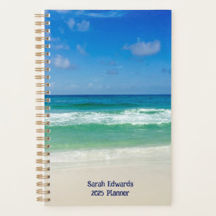 Beach Photography Blue Ocean Waves Custom 2025 Planner