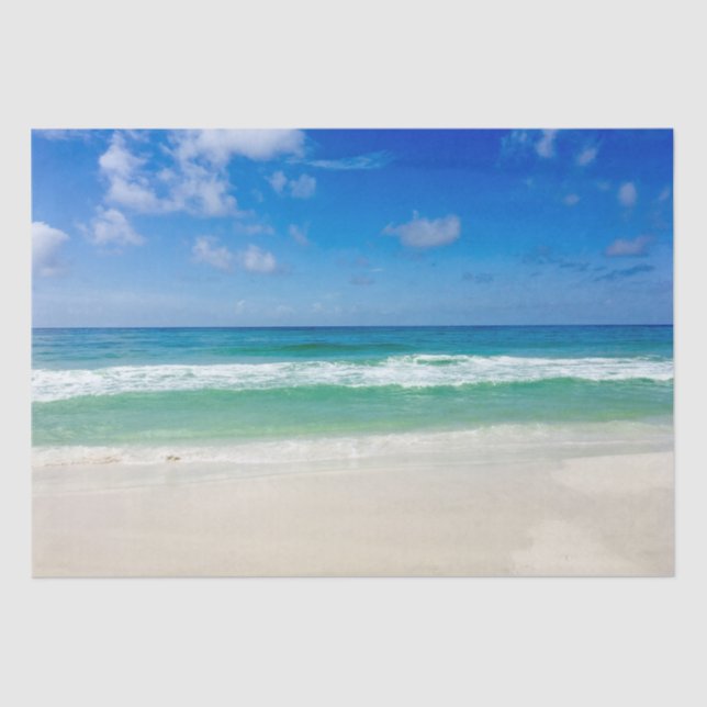 Beach Photography Blue Skies With Waves Tissue Paper (Front)