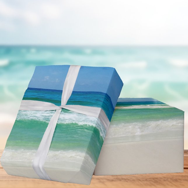 Beach Photography Blue Skies With Waves Wrapping Paper (Creator Uploaded)