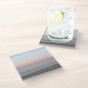Beach Photography Sunset Decor Glass Coaster