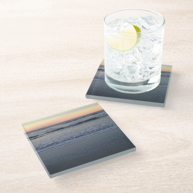 Beach Photography Sunset Decor Glass Coaster (Angled)