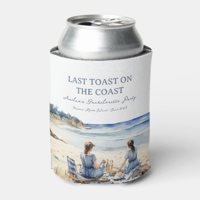Beach Picnic Bachelorette Last Toast on the Coast  Can Cooler (Can Front)
