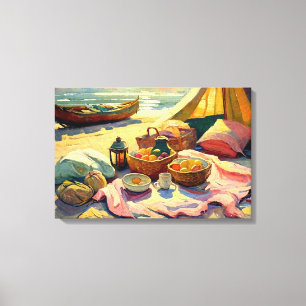 Beach Picnic in Summer Fine Art Canvas Print