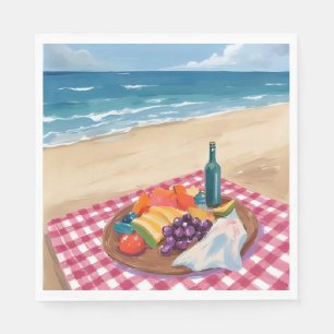 Beach Picnic Ocean Shore Painting Napkin