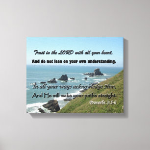 Beach Picture with Scripture from Proverbs 3:5-6 Canvas Print