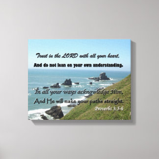 Beach Picture with Scripture from Proverbs 3:5-6 Canvas Print