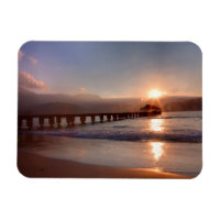 Beach pier at sunset, Hawaii
