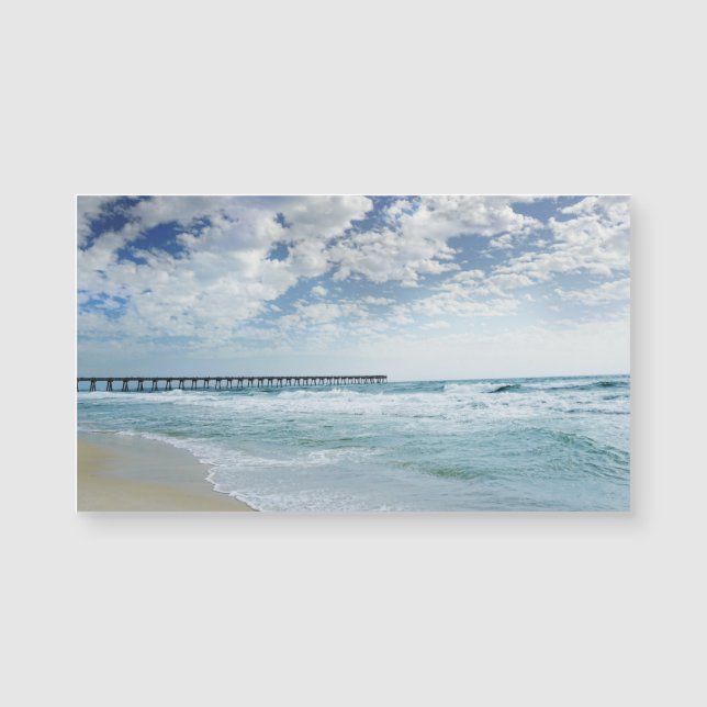 Beach Pier over the Ocean Waves Photo Magnet (Front)