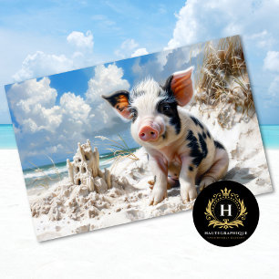 Beach Pig Sandcastle Swimming Decoupage Tissue Paper