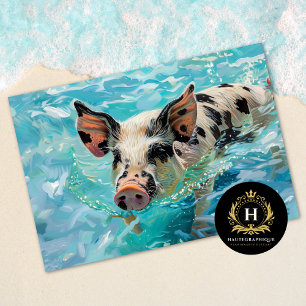 Beach Pig Swimming Decoupage Tissue Paper
