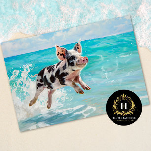 Beach Pig Swimming Decoupage Tissue Paper