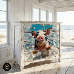 Beach Pig Swimming Ocean Decoupage Tissue Paper