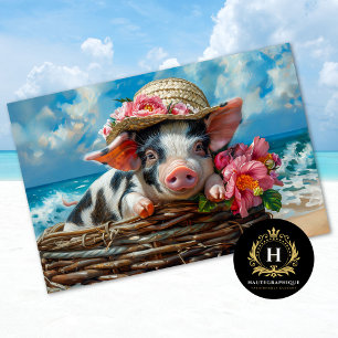 Beach Pig Swimming Ocean Decoupage Tissue Paper