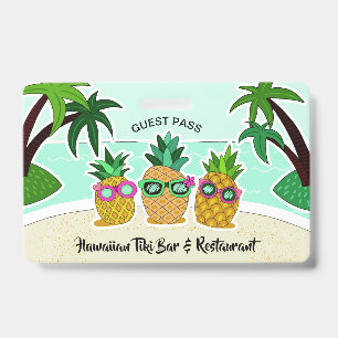 Beach Pineapples custom text party badges ID Badge