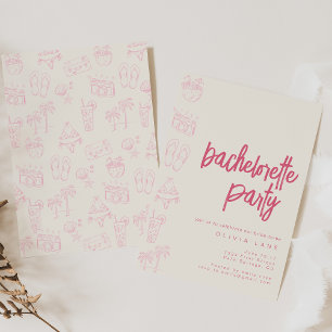 Beach Pink Bachelorette Party Invite