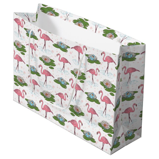 beach Pink Flamingo pattern party gift bag (Front Angled)