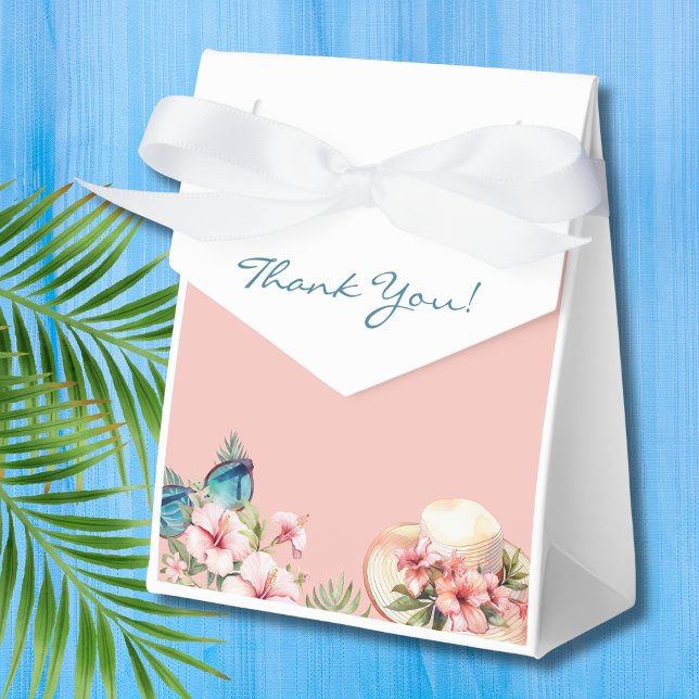 Beach Pink Flowers Tropical Bridal Shower Favour Box (Creator Uploaded)