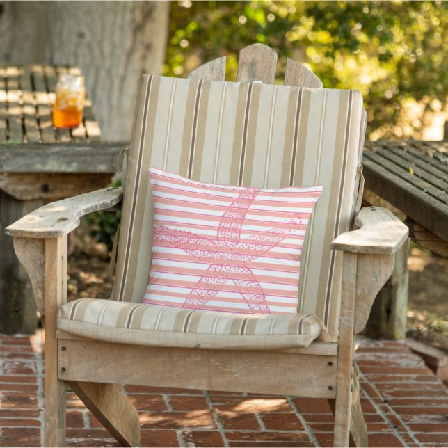 Beach Pink Stripe Starfish Porch Patio Pool Cushion (Chair)