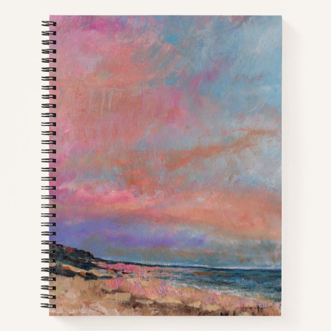 Beach Pink Sunset Painting Notebook (Front)