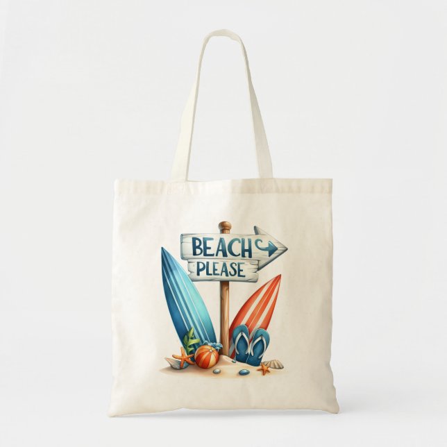 "Beach Please" Beach Tote Bag (Front)