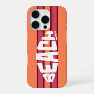 Beach Please Coral & Pink Retro Striped iPhone 16 Pro Case