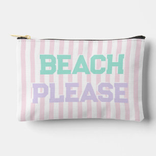 Beach Please - Cute Pastel & Pink Stripes  Accessory Pouch