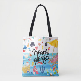 "Beach Please", double sided, printed beach bag