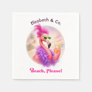 Beach Please Flamingo Spritz Bachelorette Napkin