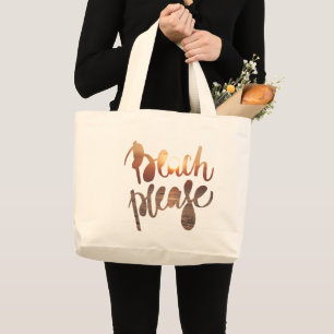 BEACH PLEASE   Fun Typography & Quote tote Bag