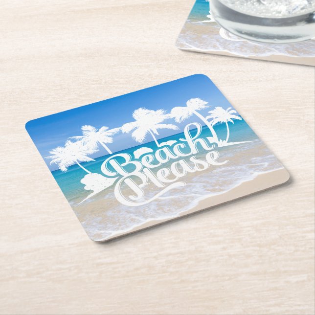 Beach Please Funny Quote Coaster (Angled)