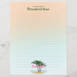 Beach Please Lined Paper Sheet