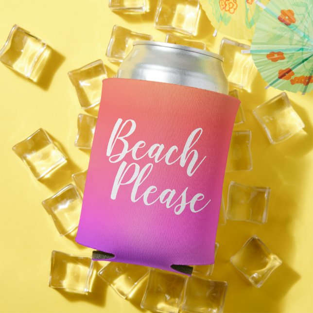 Beach Please Orange Hot Pink Ombre Can Cooler (In Situ Summer)