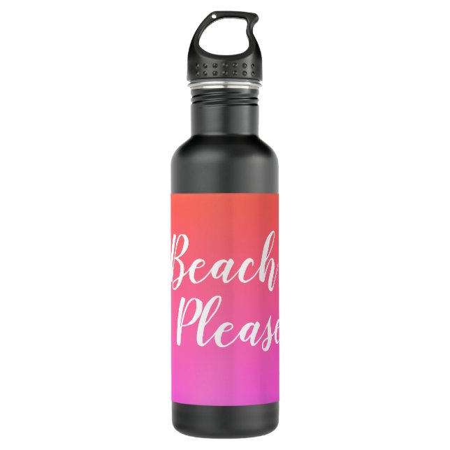 Beach Please Orange Pink Ombre 710 Ml Water Bottle (Front)