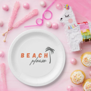 beach please palm tree Paper Plates Party