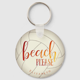 beach please personalised girls' volleyball key ring