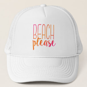 Beach Please   Pink and Orange Ombre Trucker Hat